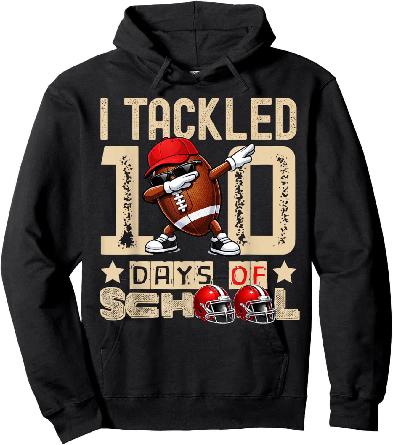 100 Days of School Football 100th Day of School for Boys Hoodie - Hoodie | Black