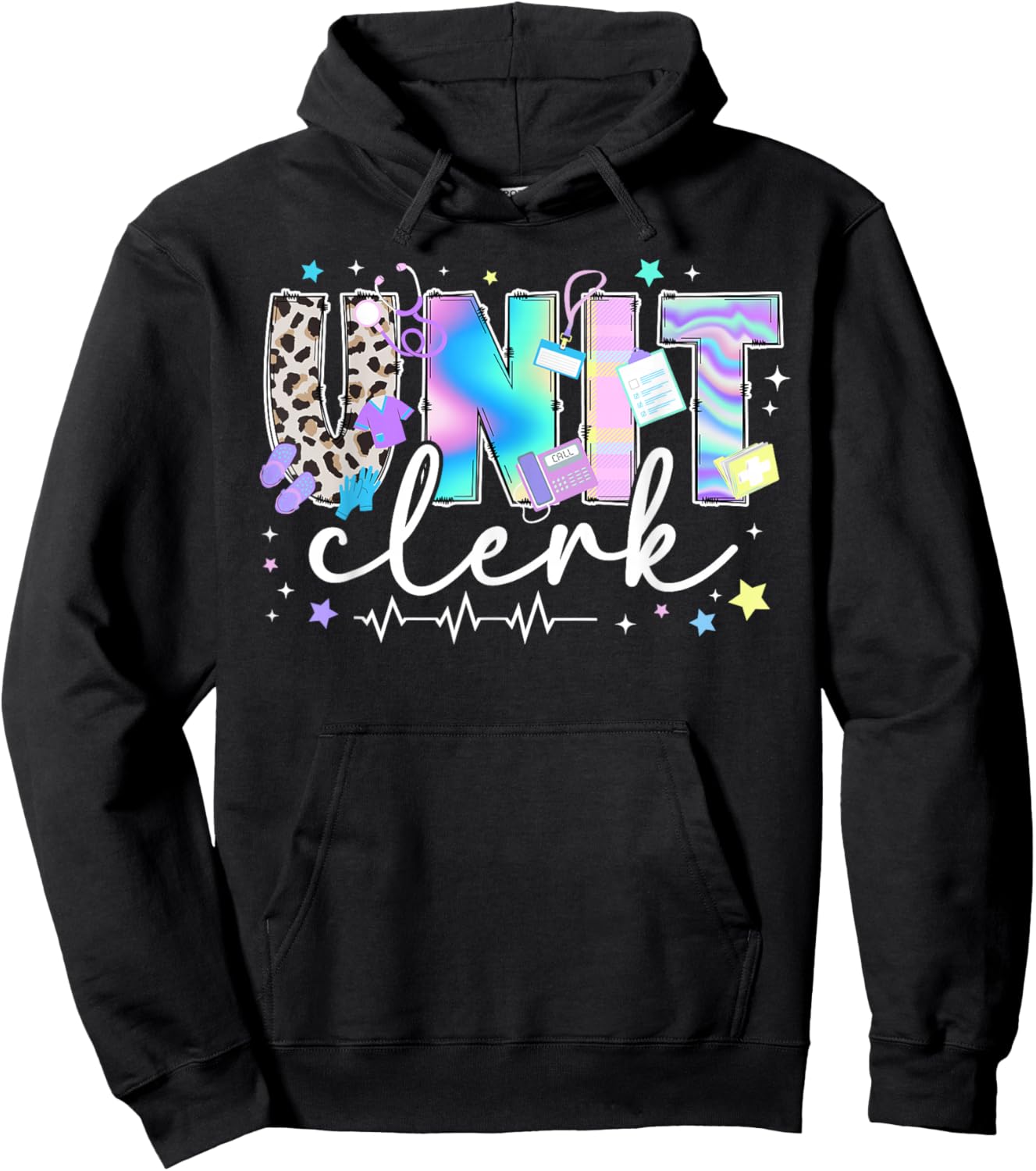 Unit Clerk Appreciation Unit Clerks Leopard Hoodie - Hoodie | Black