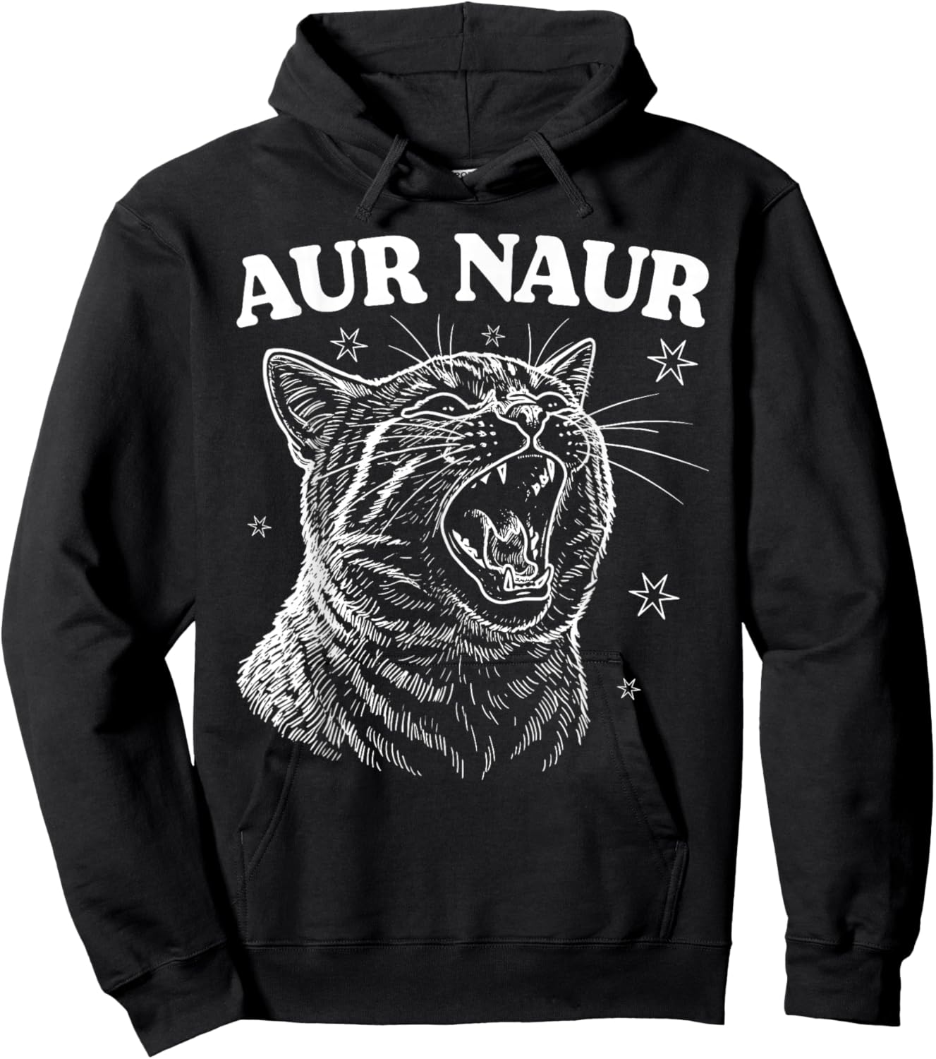 AUR Naur Cat Retro Funny Oh No Surprised Cat Animal Lover Hoodie - Hoodie | Black