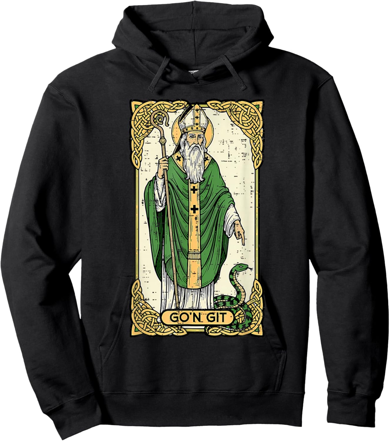 St Patrick Snake Gon Git Card Saint Pattys Men Women Kids Hoodie - Hoodie | Black