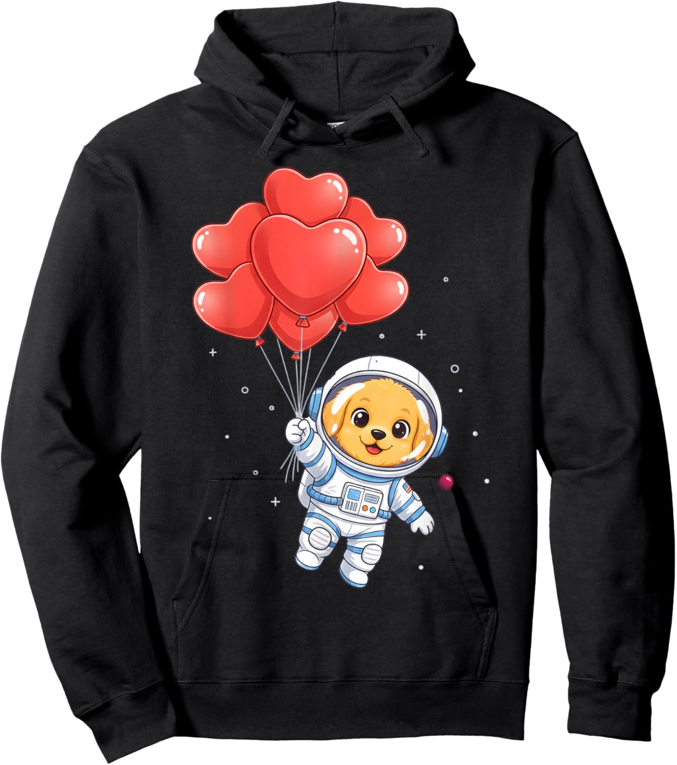 Funny Astronaut Golden Retriever Dog Heart for Kids Boys Hoodie - Hoodie | Black