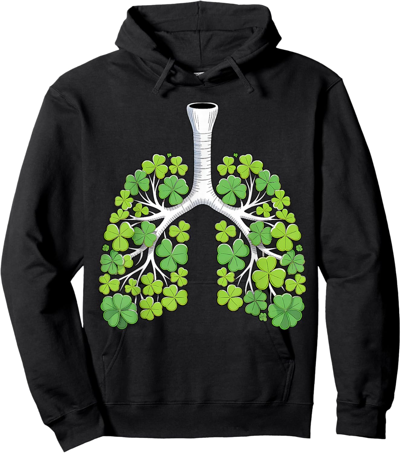 Respiratory Therapist Lungs Shamrock Funny St Patricks Day Hoodie - Hoodie | Black