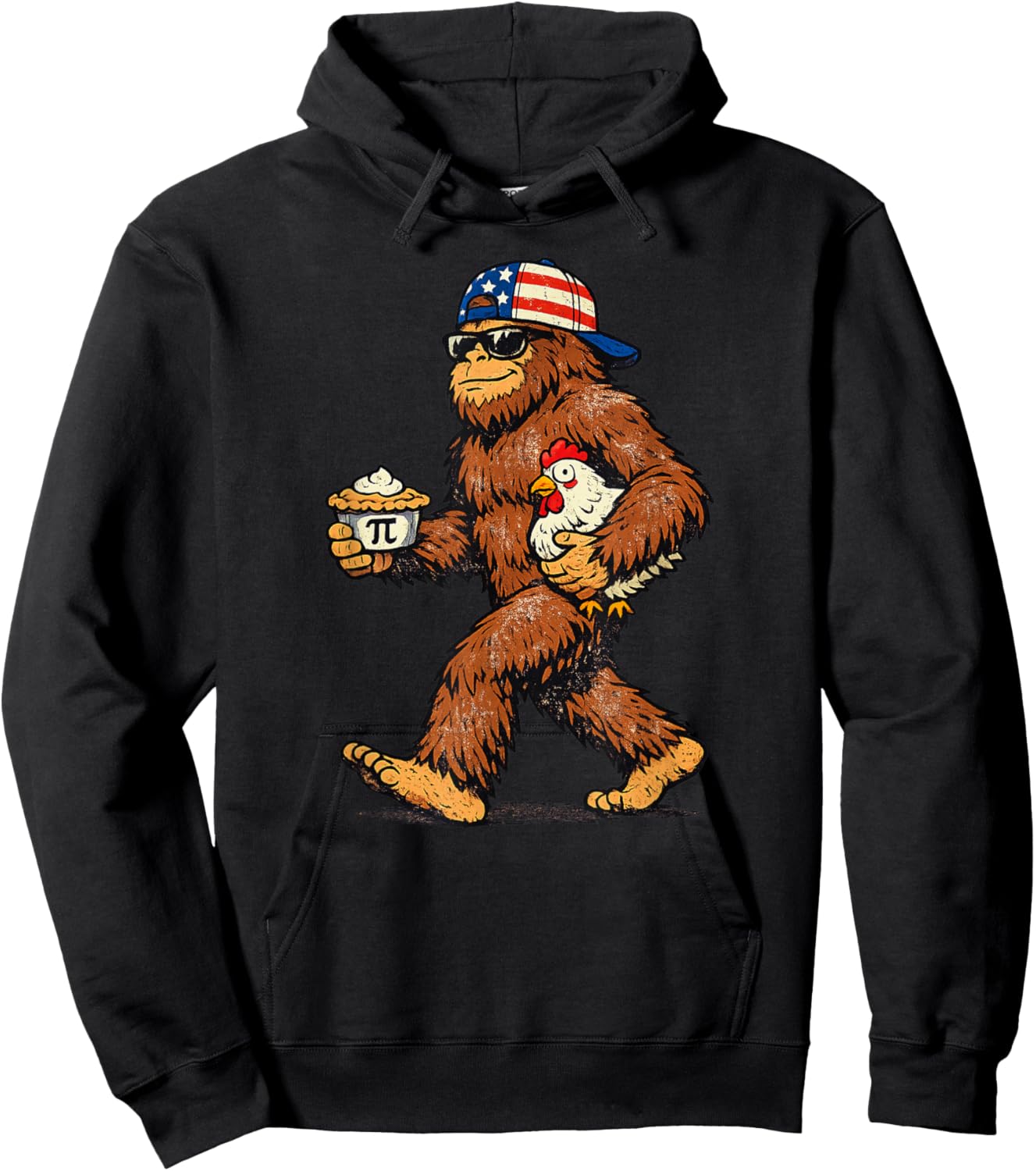 Sasquatch Chicken Pie Funny Pi Day Hoodie - Hoodie | Black