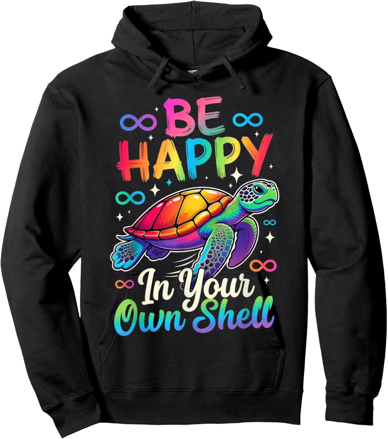 Rainbow Autism Awareness Turtle Be Happy in Your Own Shell Hoodie - Hoodie | Black