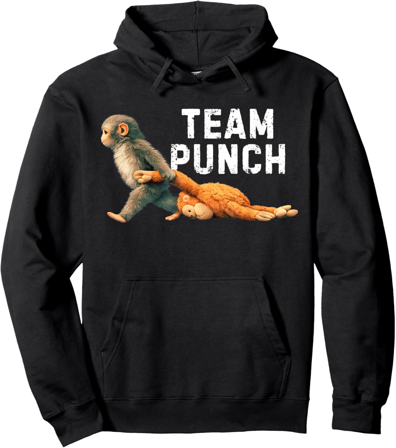 Team Punch Baby Monkey Punch Trend Meme Graphic Hoodie - Hoodie | Black