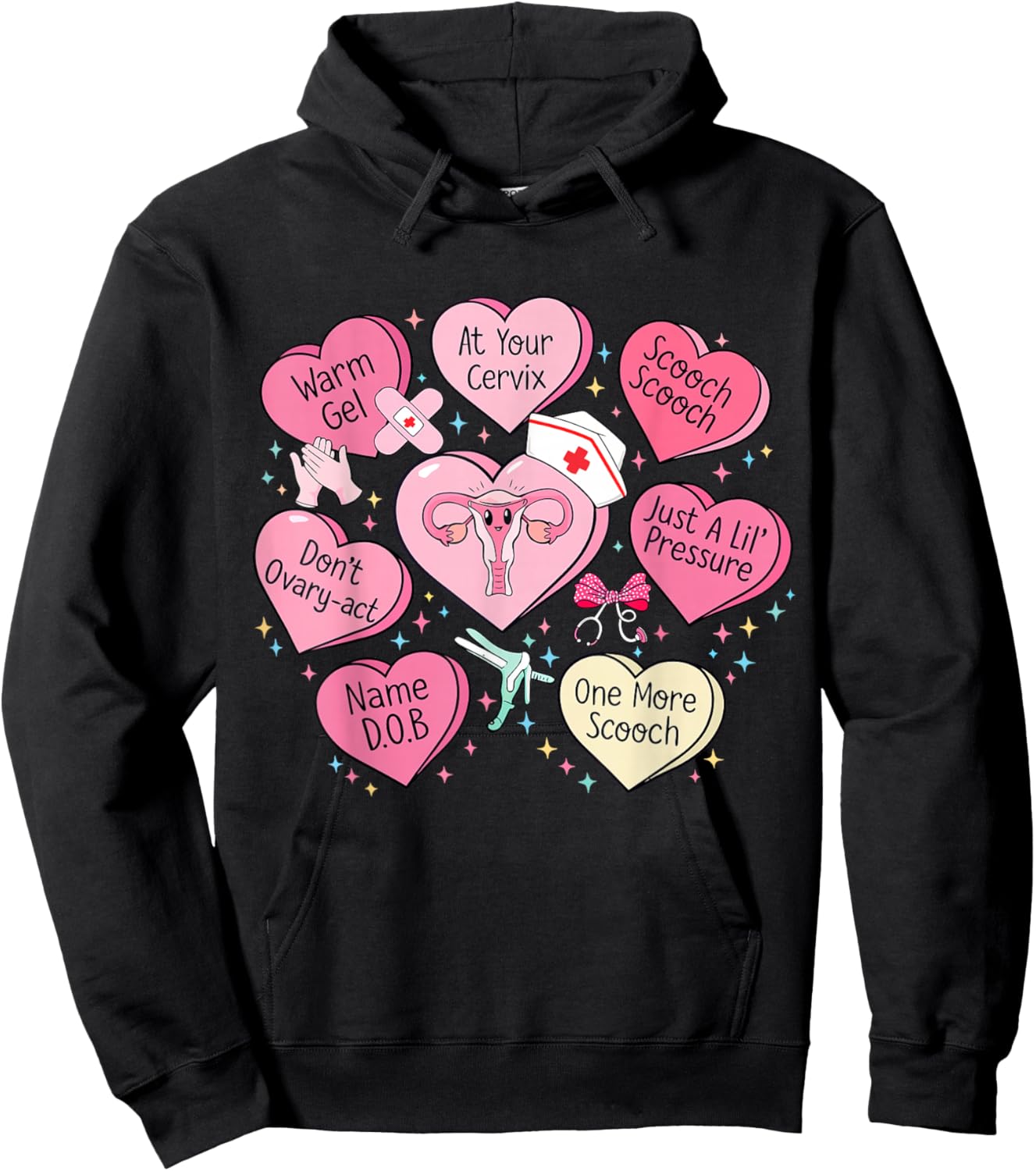 OBGYN Nurse Heart Candy Valentine Obstetrician Gynecologist Hoodie - Hoodie | Black