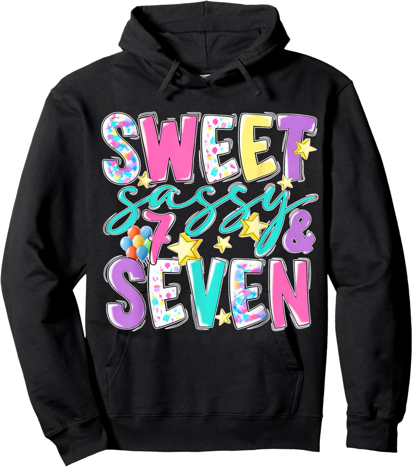 7Th Birthday Girl Sweet Sassy and Seven Birthday Girl Kids Hoodie - Hoodie | Black