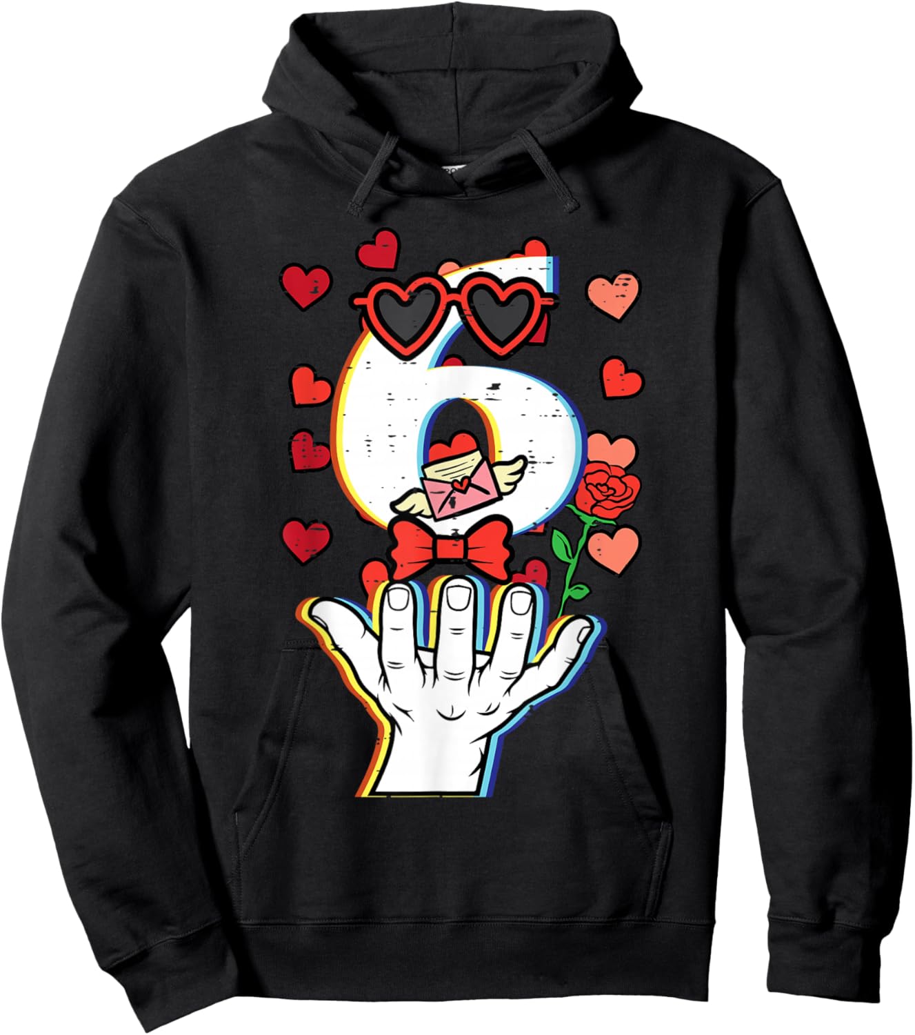 Number 6 Valentines Day 6 7 Meme Matching Kids Boys Youth Hoodie - Hoodie | Black