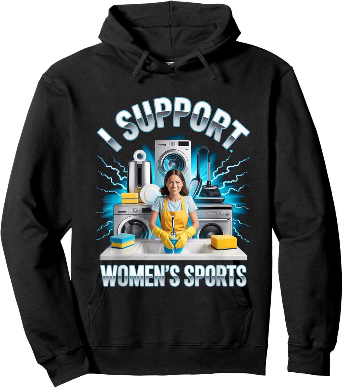 I Support Women's Sports Unwearable Aduld Humor Bootleg Hoodie - Hoodie | Black