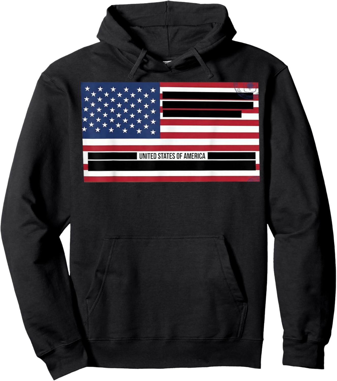 Censored Documents American Flag | United States of America Hoodie - Hoodie | Black