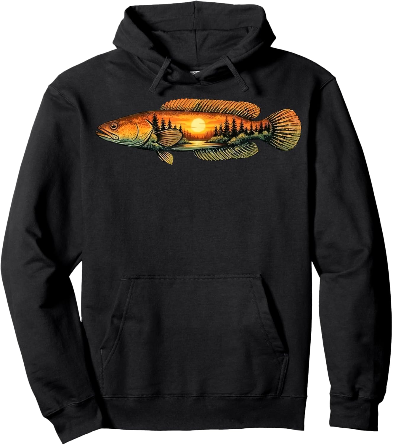 Snakehead Fishing Sunset Nature Landscape Hoodie - Hoodie | Black