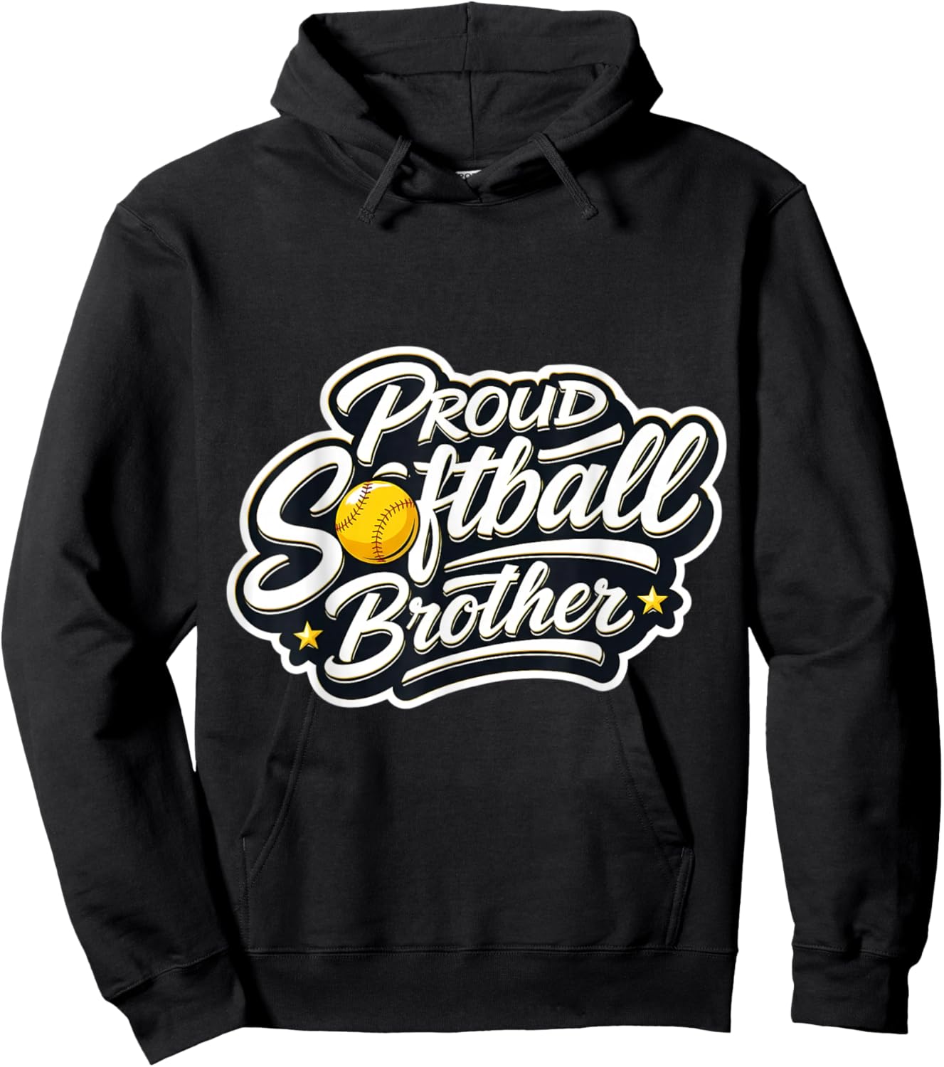 Proud Softball Brother Player Game Day Sister Family Support Hoodie - Hoodie | Black