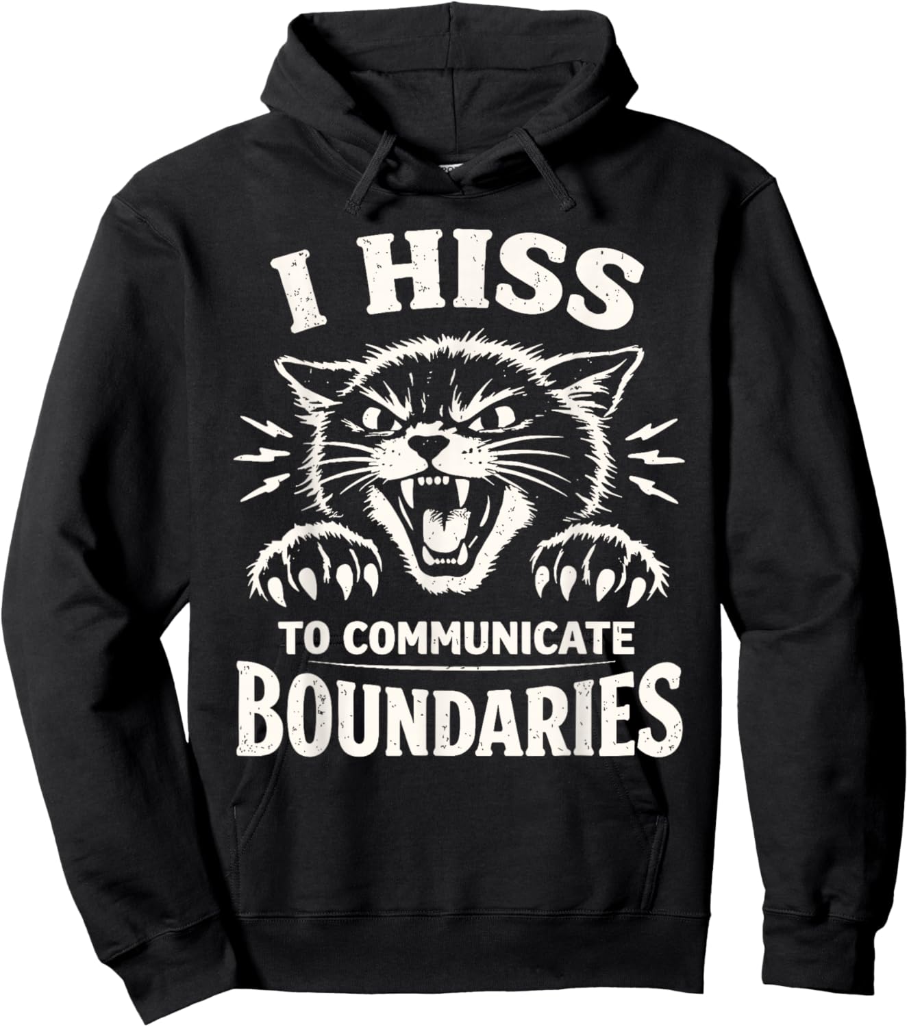 I Hiss to Communicate Boundaries Cat Hoodie - Hoodie | Black
