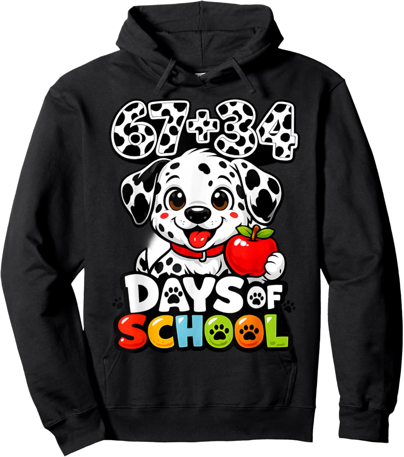 67+34 Days School 101 Days Cute Dog Teacher Kids Hoodie - Hoodie | Black