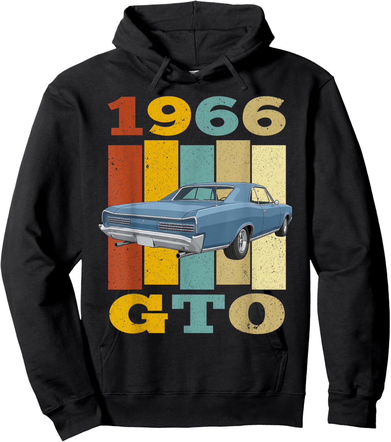 Vintage 66 1966 GTO Silhouette Muscle Car Hoodie - Hoodie | Black