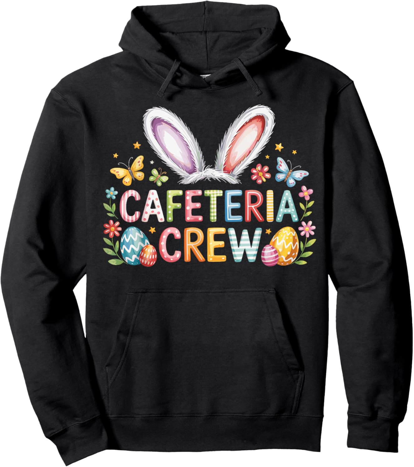 Easter Cafeteria Crew Lunch Lady Cute Bunny Spring Holiday Hoodie - Hoodie | Black