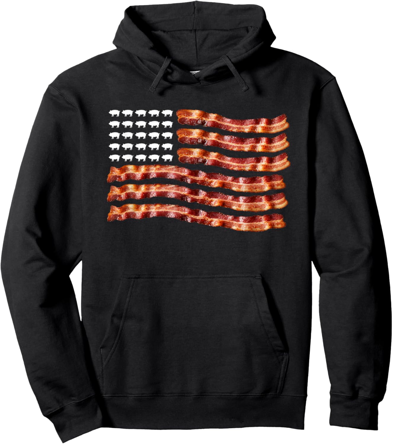 USA Bacon Flag - Patriotic American Bacon Design Hoodie - Hoodie | Black