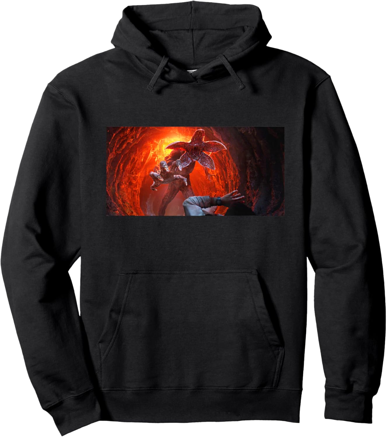 Stranger Things Season 5 Demogorgon Attack Reaching Out Hoodie - Hoodie | Black