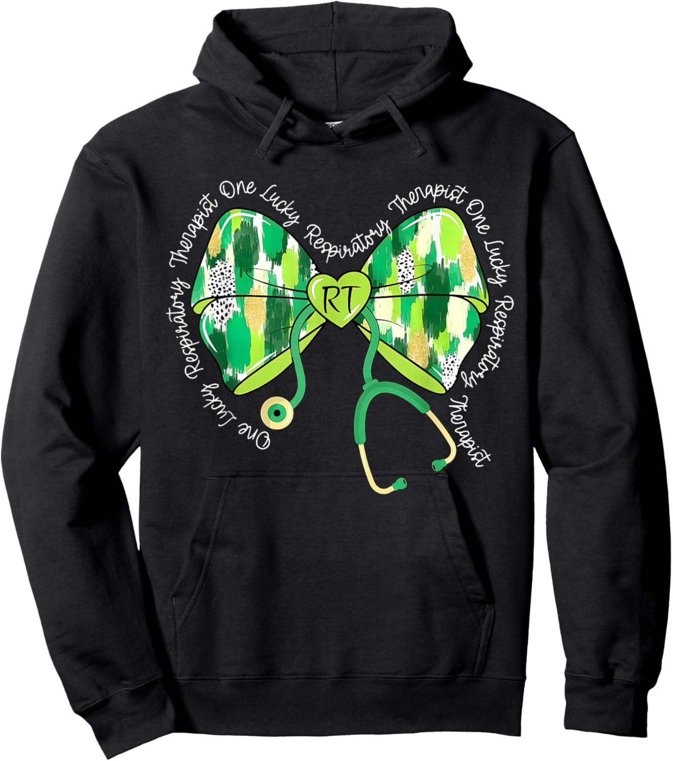 Coquette Stethoscope Respiratory Therapist St Patrick's Day Hoodie - Hoodie | Black