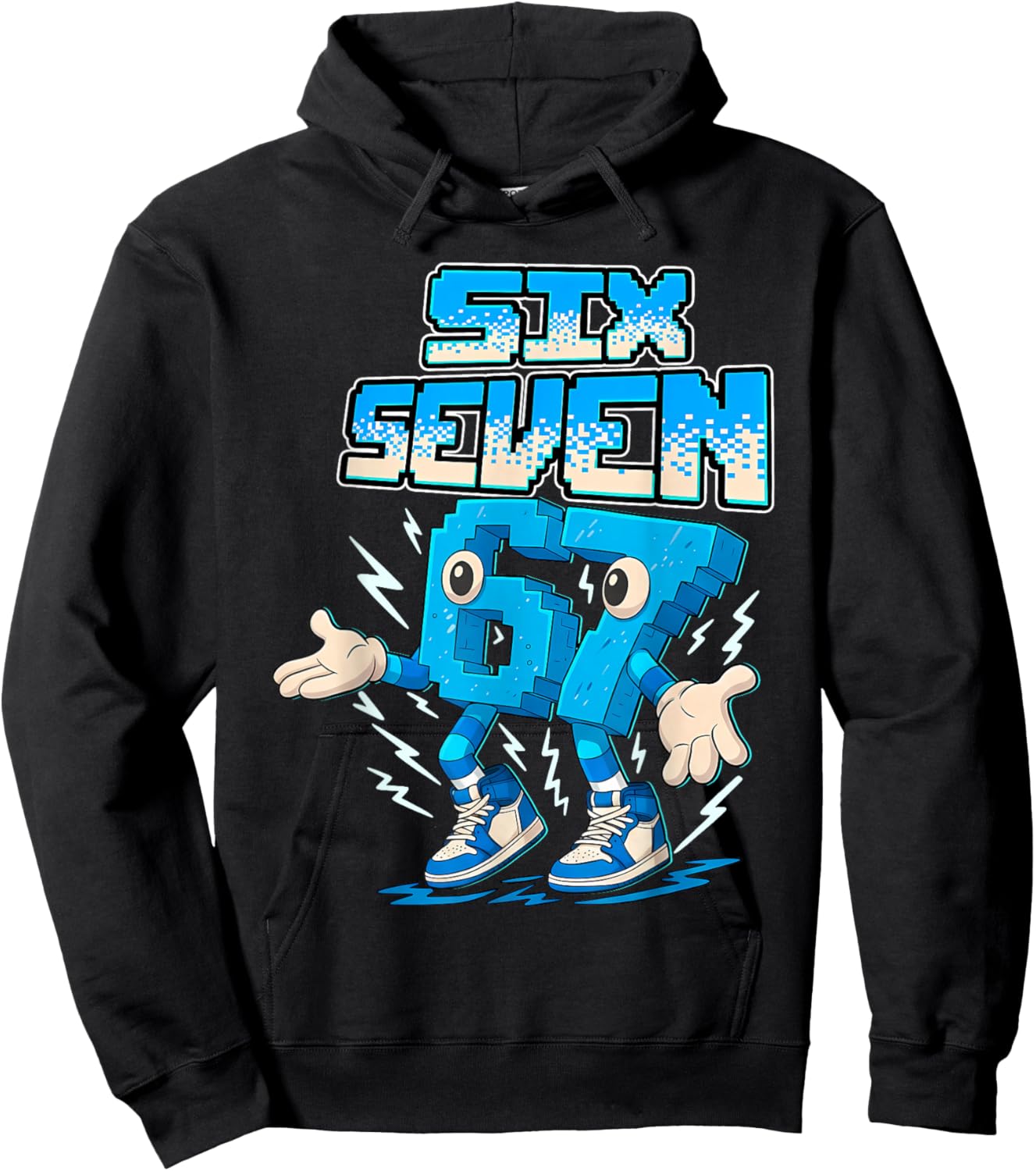 67 Six Seven 6-7 Funny Brainrot Boys Girls Kids Gaming Meme Hoodie - Hoodie | Black