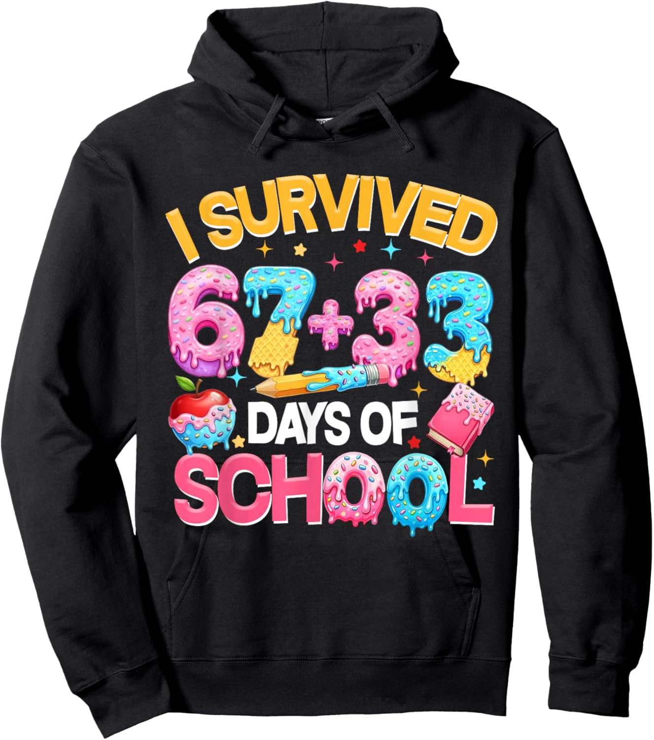 I Survived 67 33 Days of School for Girl Boys Kids 100th Day Hoodie - Hoodie | Black