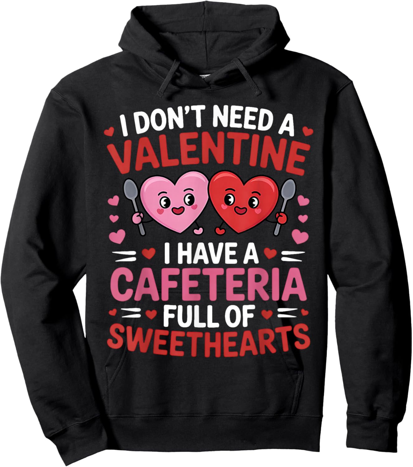 Funny Lunch Lady Valentine's Day Women Cafeteria Worker Hoodie - Hoodie | Black