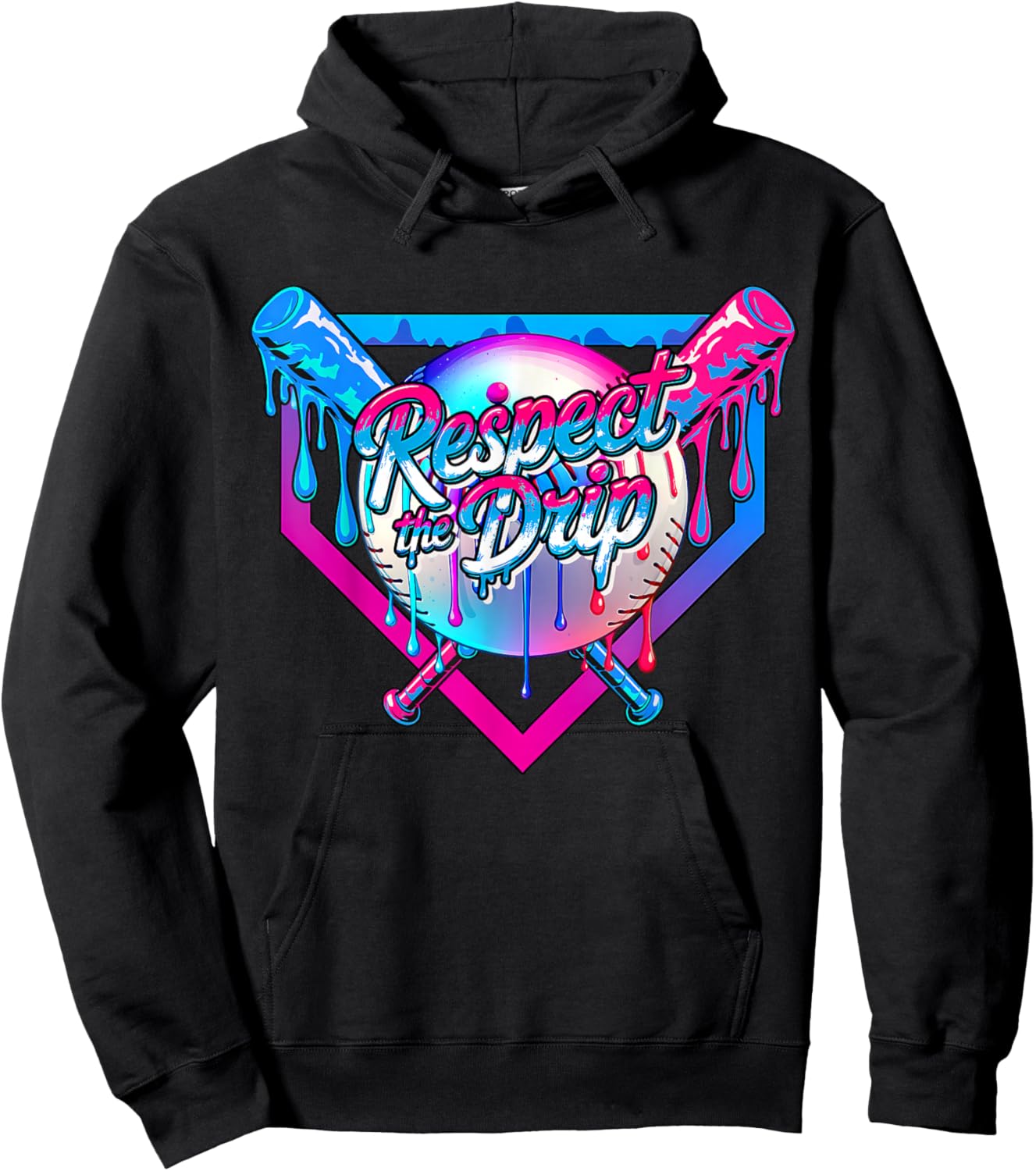 Respect The Drip Baseball Ice Cream for Kids Boys Youth Hoodie - Hoodie | Black