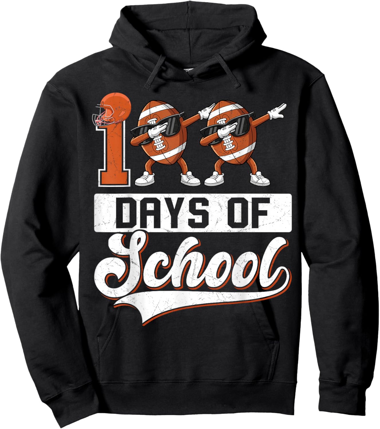 Toddler 100 Days of School Boys 100th Day of School Football Hoodie - Hoodie | Black