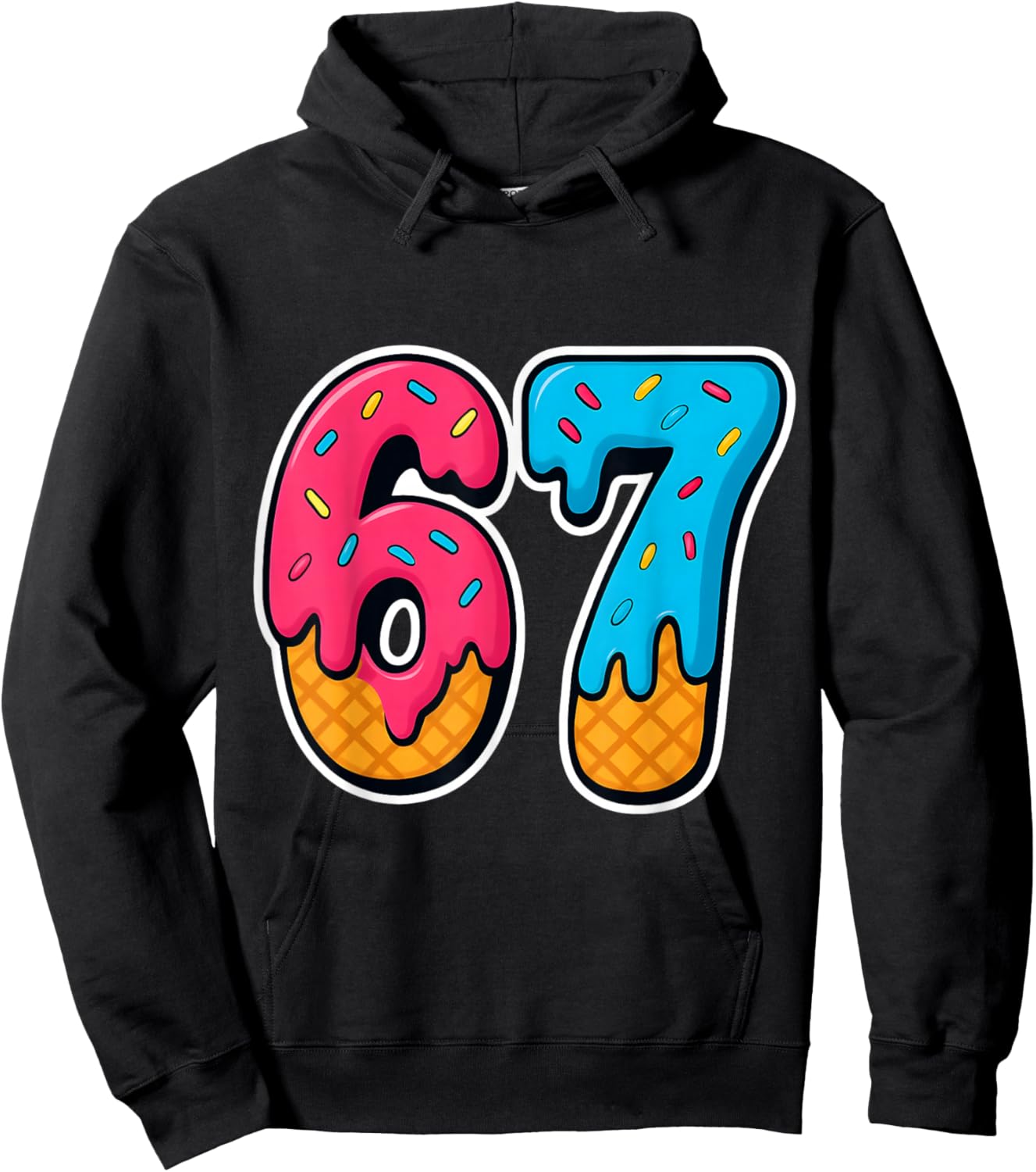 67 Ice Cream Drip Funny Six Seven Gen Alpha Meme Slang Hoodie - Hoodie | Black