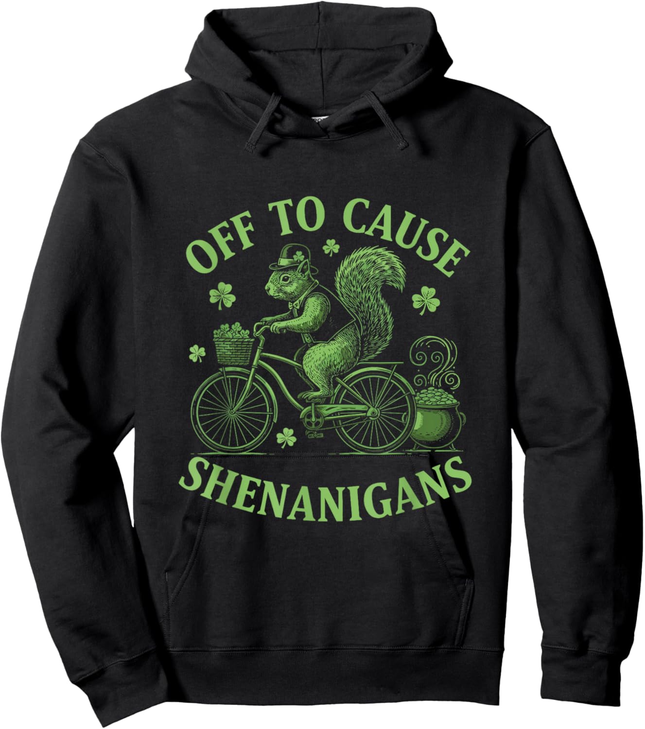 Off to Cause Shenanigans Squirrel St Patricks Day Hoodie - Hoodie | Black