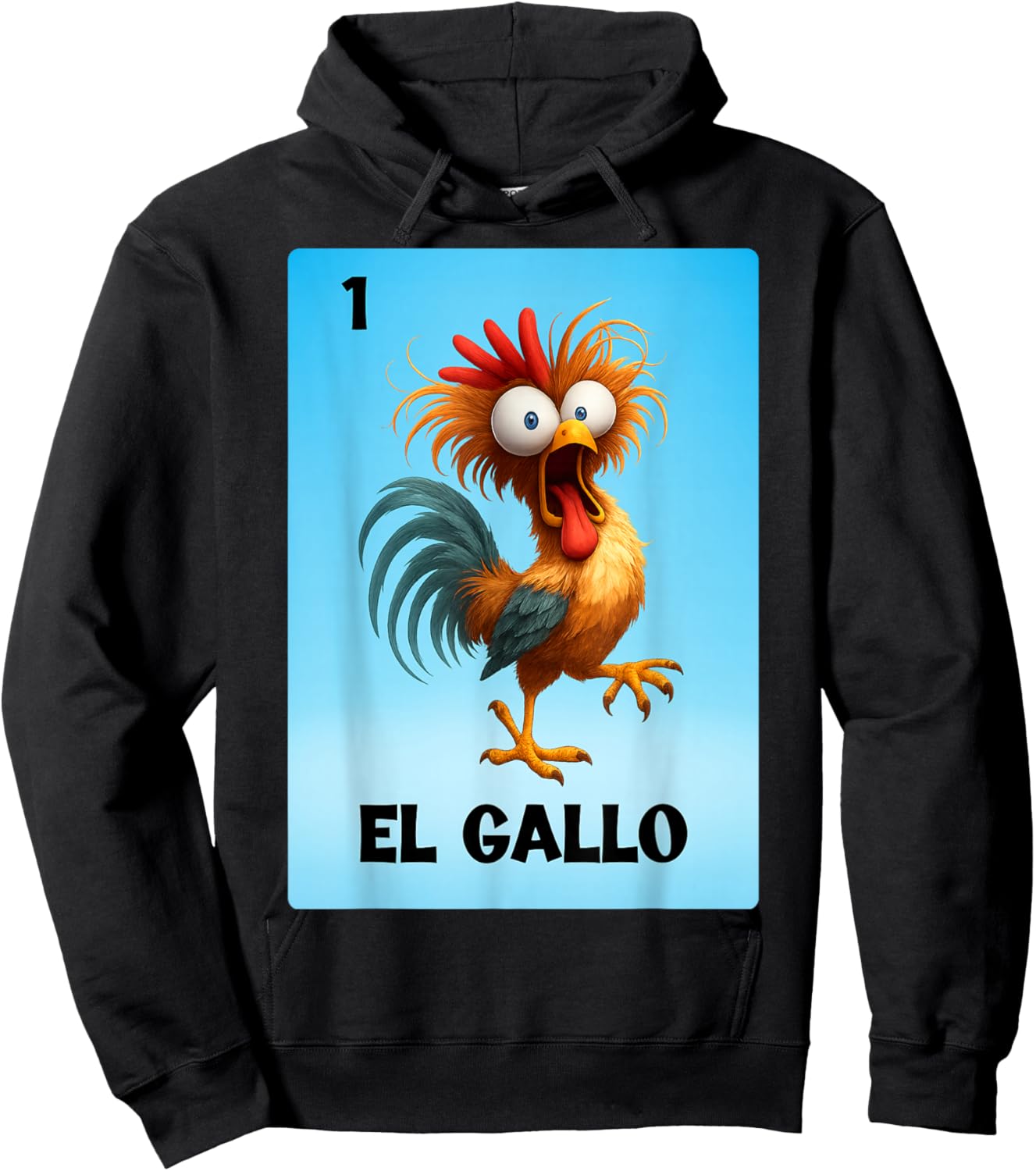 El Gallo Mexican Lottery Card | Bingo Game Rooster Meme Card Hoodie - Hoodie | Black