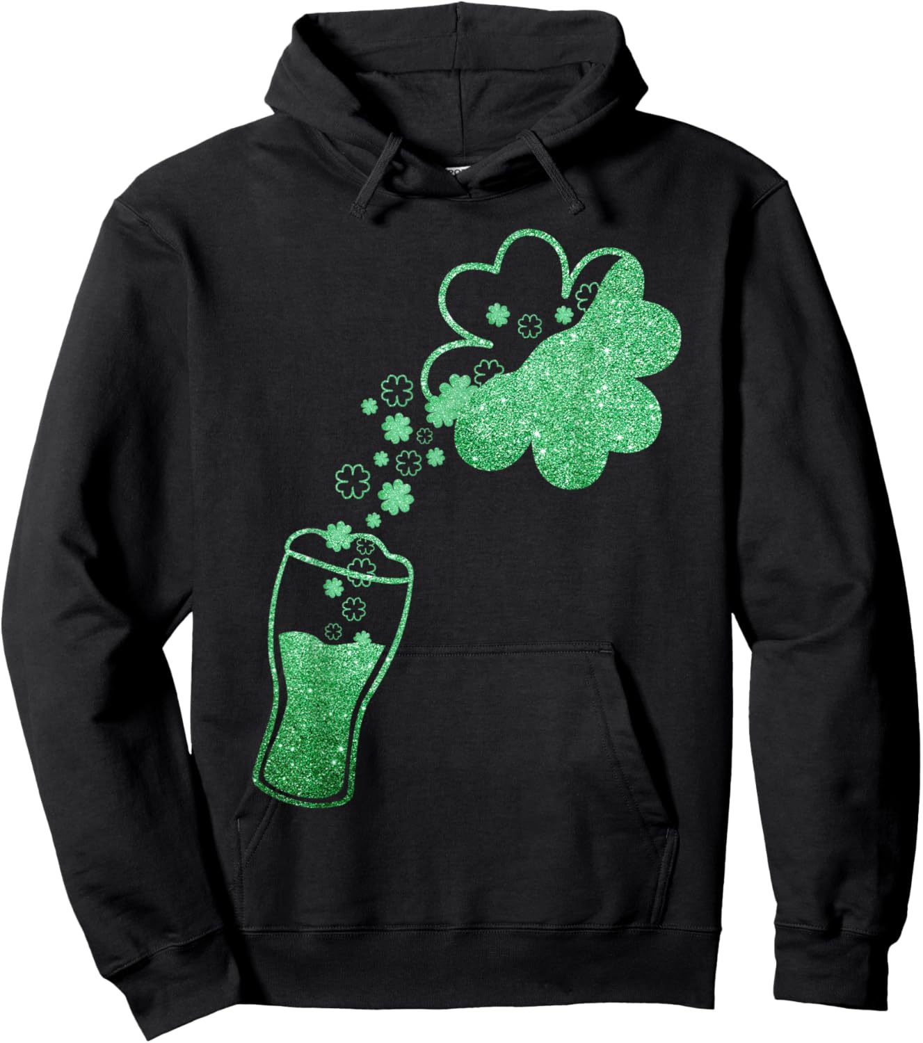 Beer Glass and Shamrock Bubble Patrick's Day Drinking Family Hoodie - Hoodie | Black