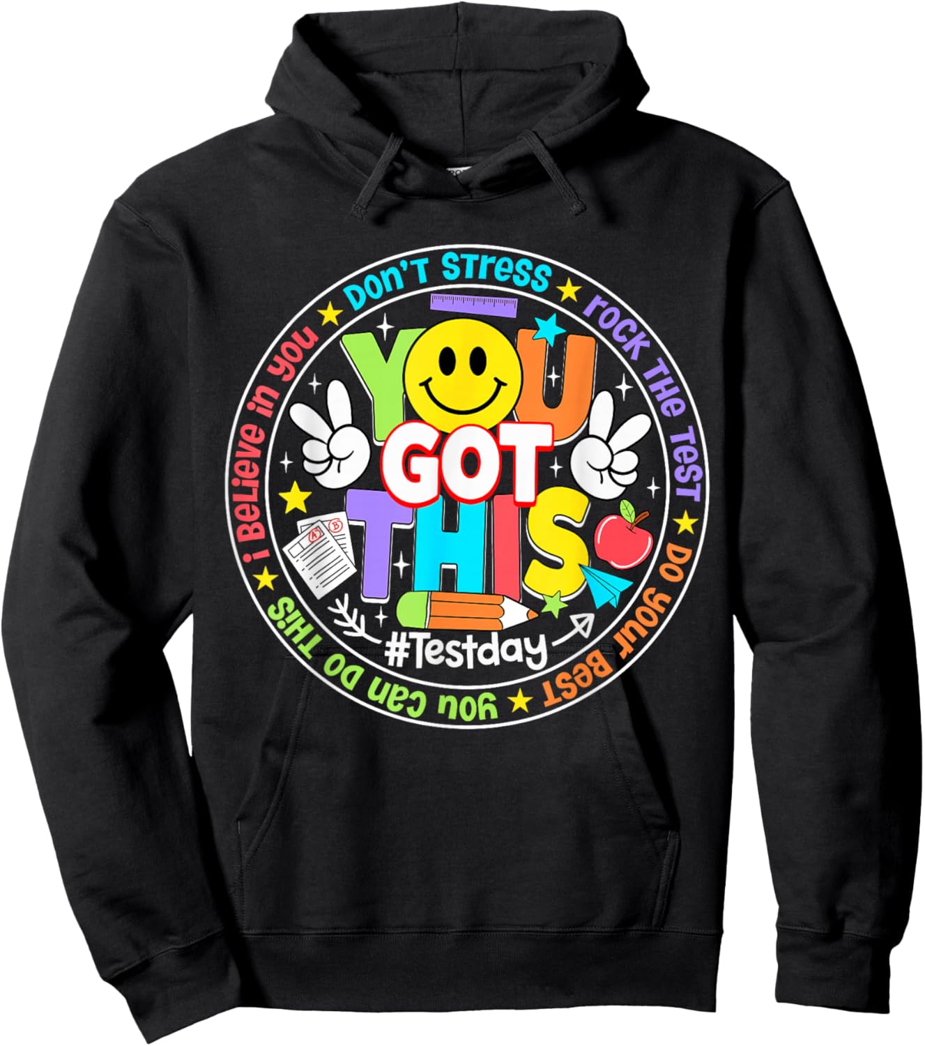 Test Day Rock The Test Teacher Kid Testing Day You Got This Hoodie - Hoodie | Black