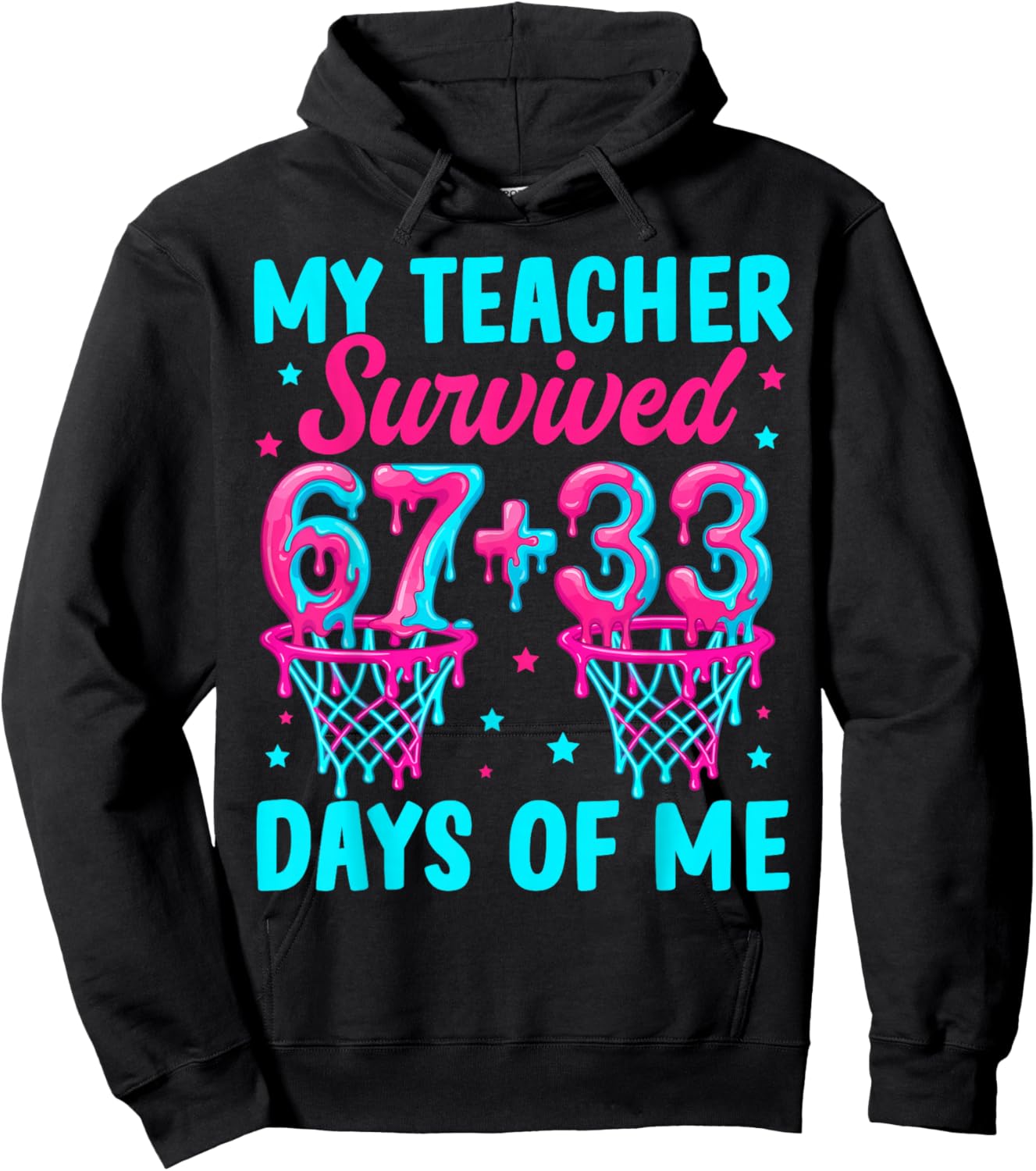 Teacher Survived 100 Days of Me 100th Day School Basketball Hoodie - Hoodie | Black