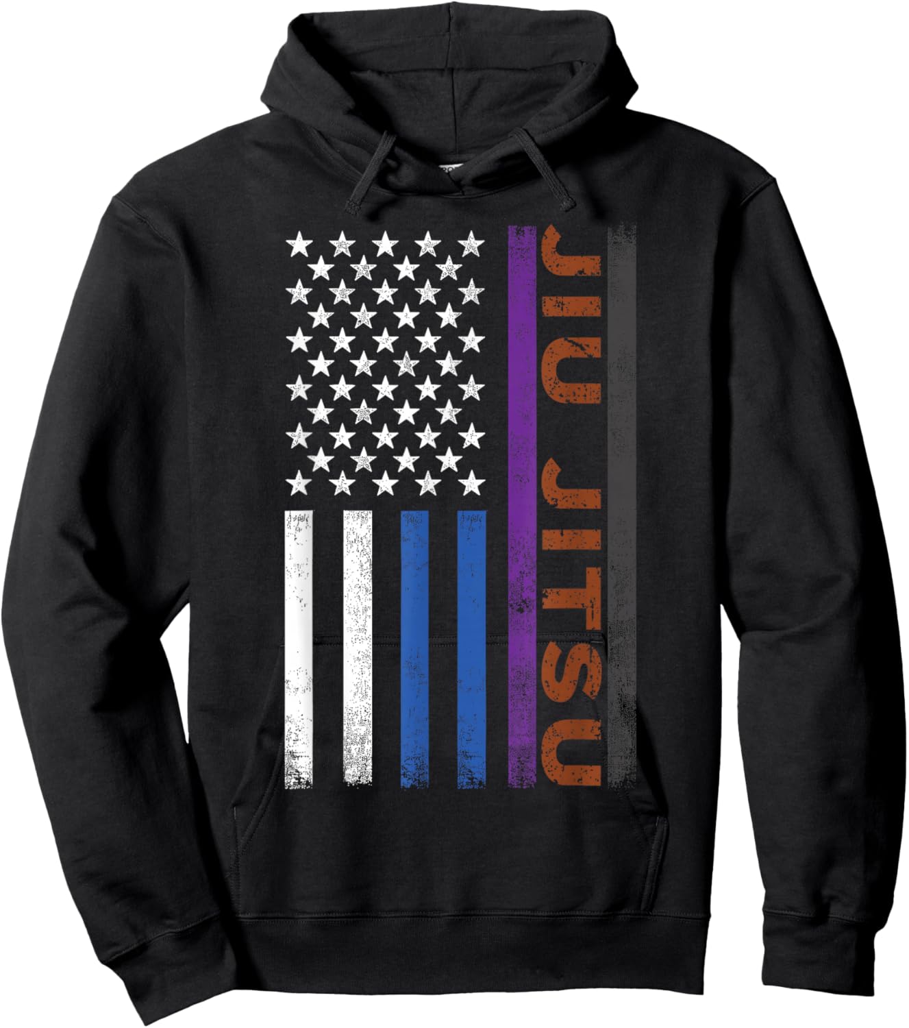 Jiu Jitsu American Flag USA Jiu Jitsu Belts Hoodie - Hoodie | Black