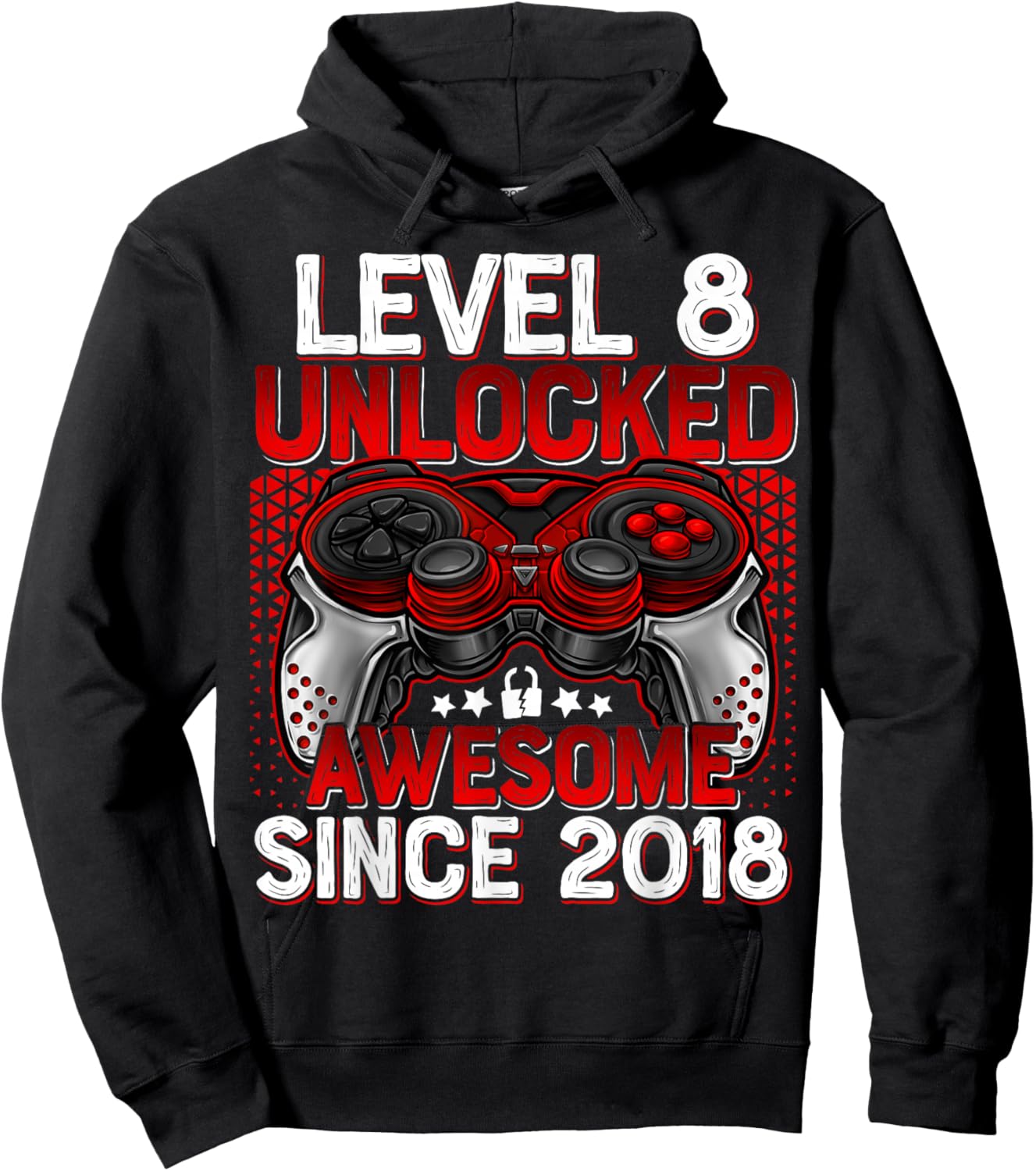 Level 8 Unlocked 8 Year Old Gifts for Boys 8th Birthday Boy Hoodie - Hoodie | Black