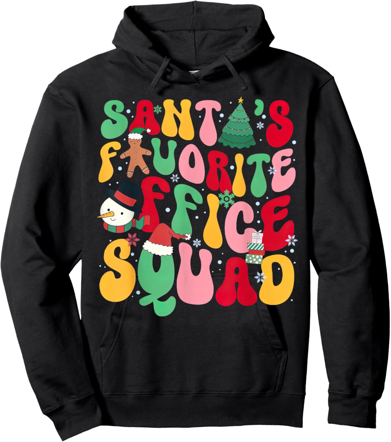 Groovy Santa Favorite Office Squad Christmas Admin Staff Hoodie - Hoodie | Black