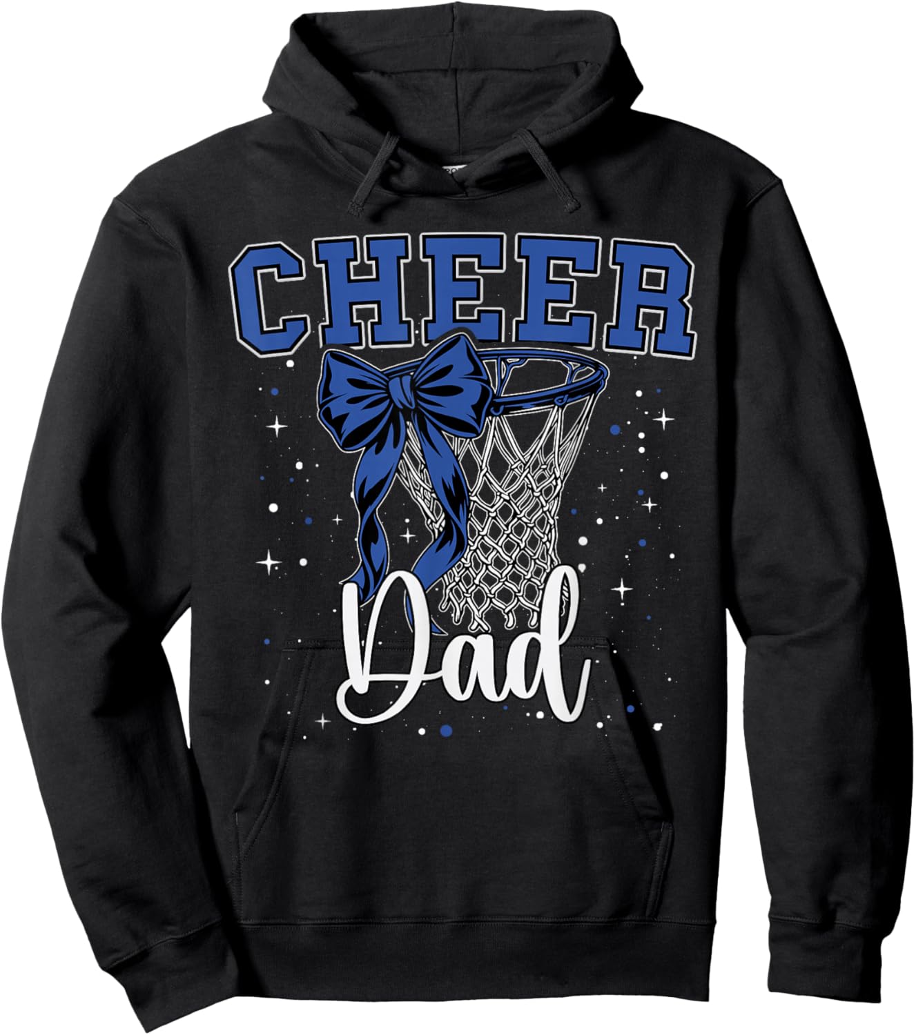 Cheer Dad Papa Bow Sport Basketball Game Cheerleading Blue Hoodie - Hoodie | Black