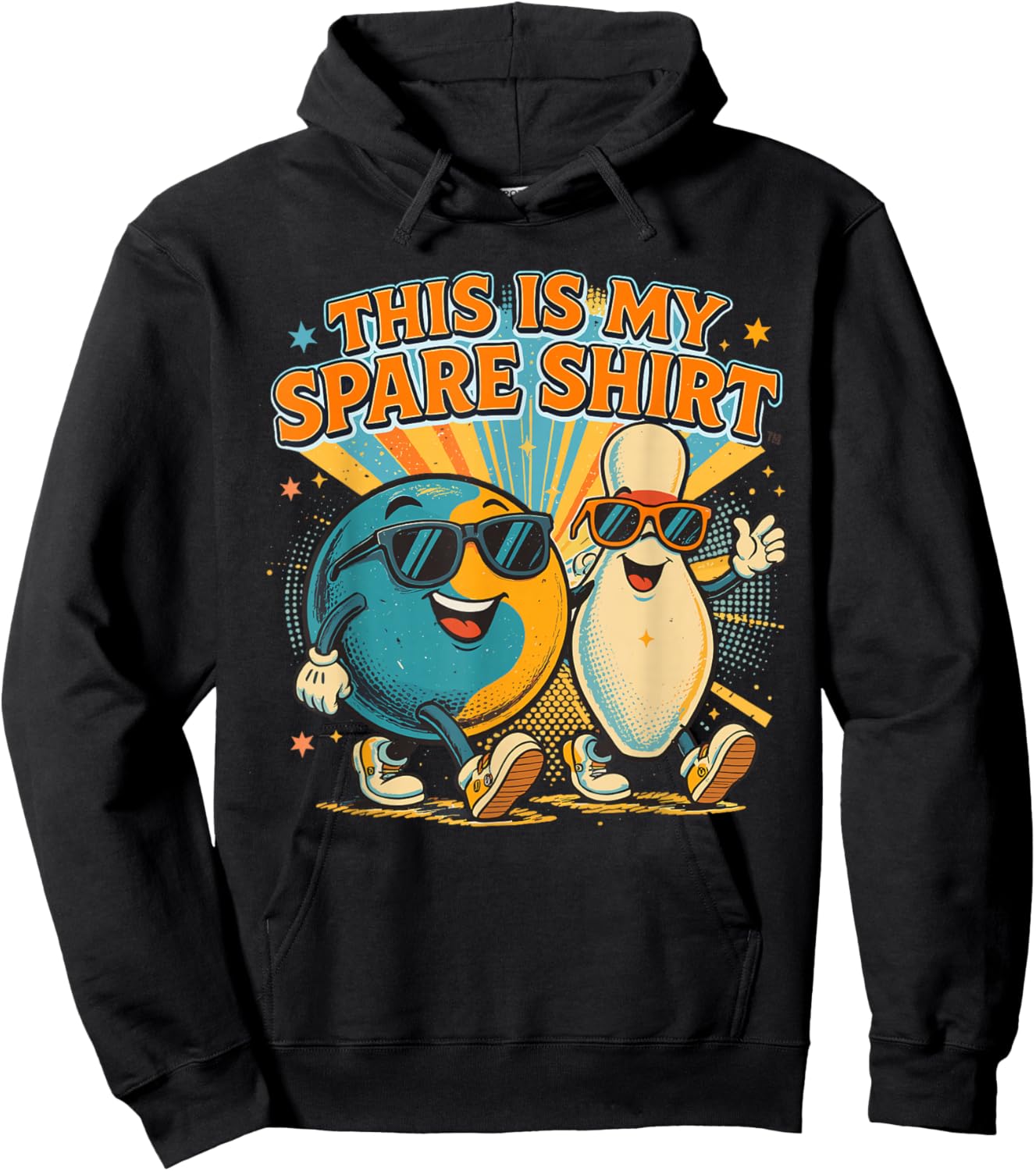 This is My Spare Retro Bowling Funny Bowler Team Hoodie - Hoodie | Black