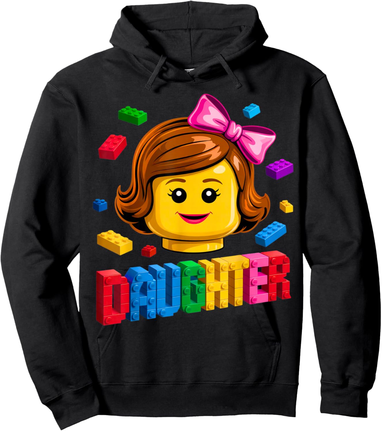 Family Daughter Master Builder Building Brick Blocks Kids Hoodie - Hoodie | Black