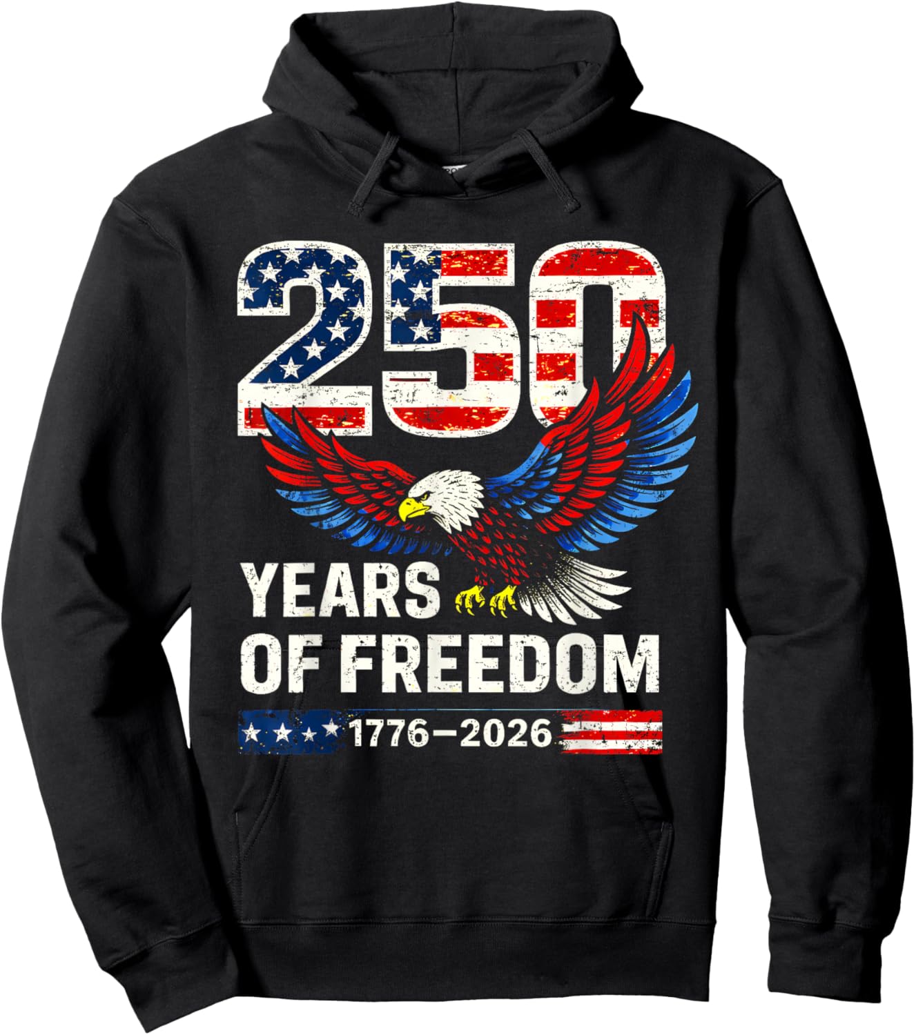 Flag Vintage 250 Years American 1776 2026 250th USA Birthday Hoodie - Hoodie | Black