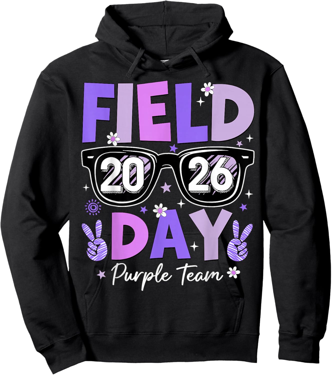 Field Day 2026 Purple Team Color Game Competition Boys Girls Hoodie - Hoodie | Black