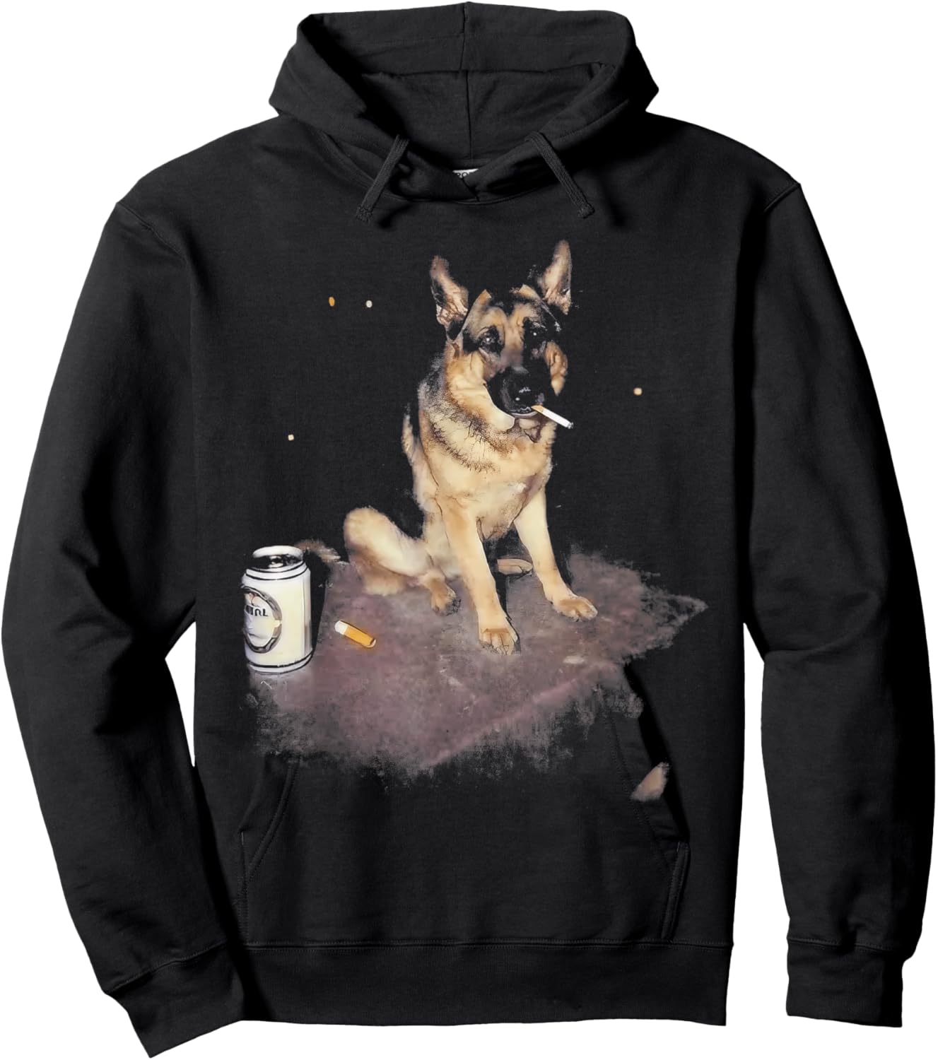 German Shepherd Smoking Meme Funny Smoking Dog Cigarette Hoodie - Hoodie | Black