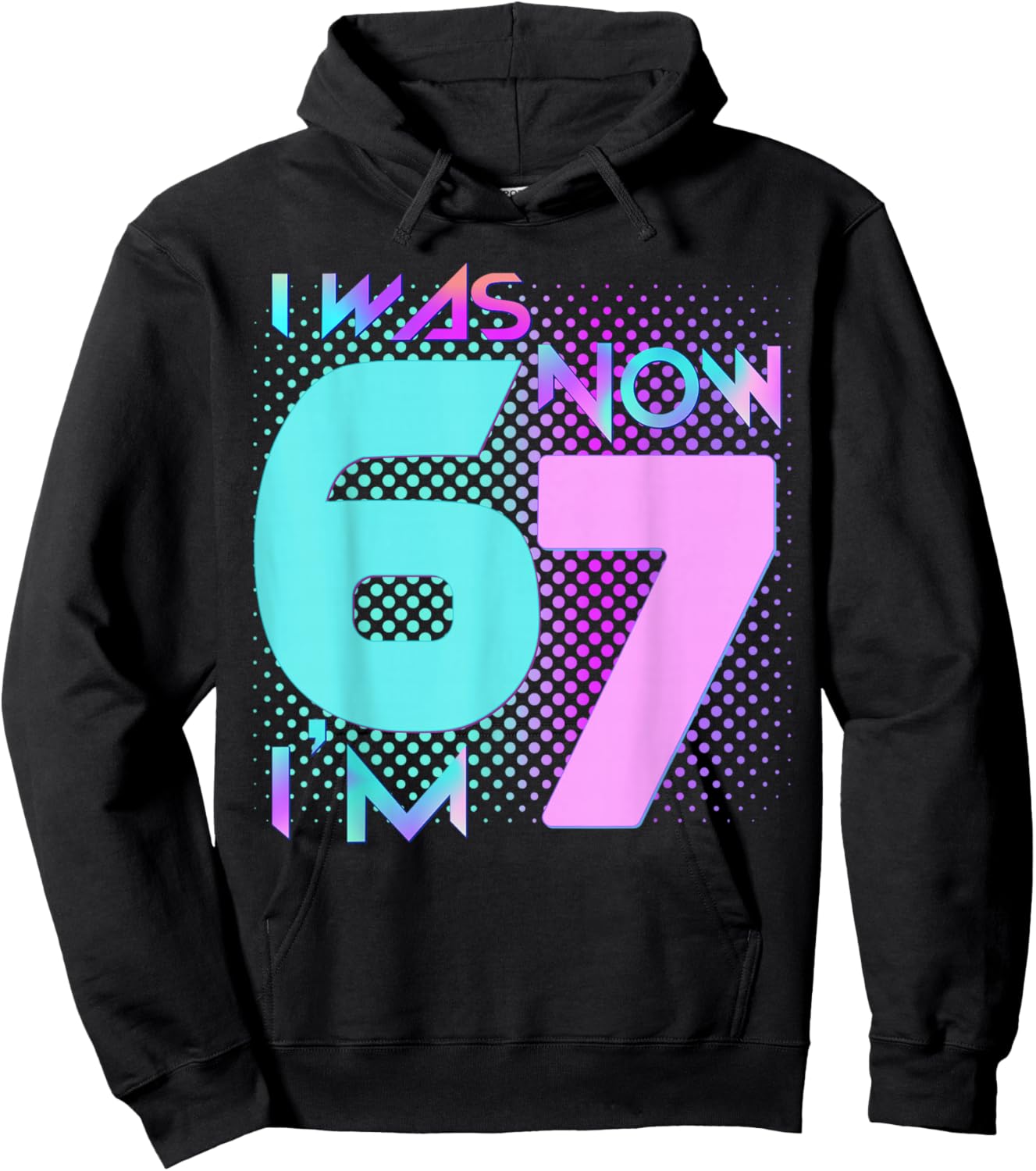 Blue and Pink I was 6 Now I'm 7 Birthday Boys Girls Bday Hoodie - Hoodie | Black