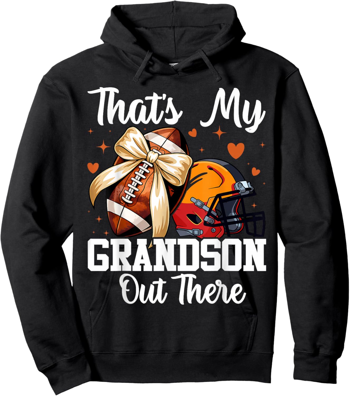 Coquette That's My Grandson Out There Funny Football Grandma Hoodie - Hoodie | Black