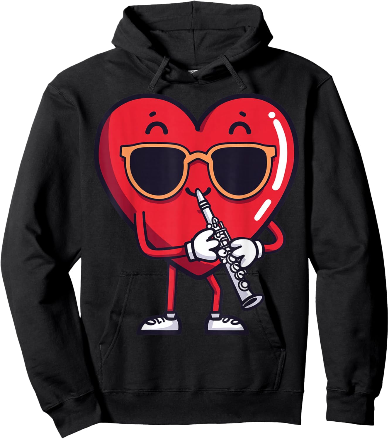 Clarinet Heart Player Clarinetist Valentine's Day Sunglasses Hoodie - Hoodie | Black