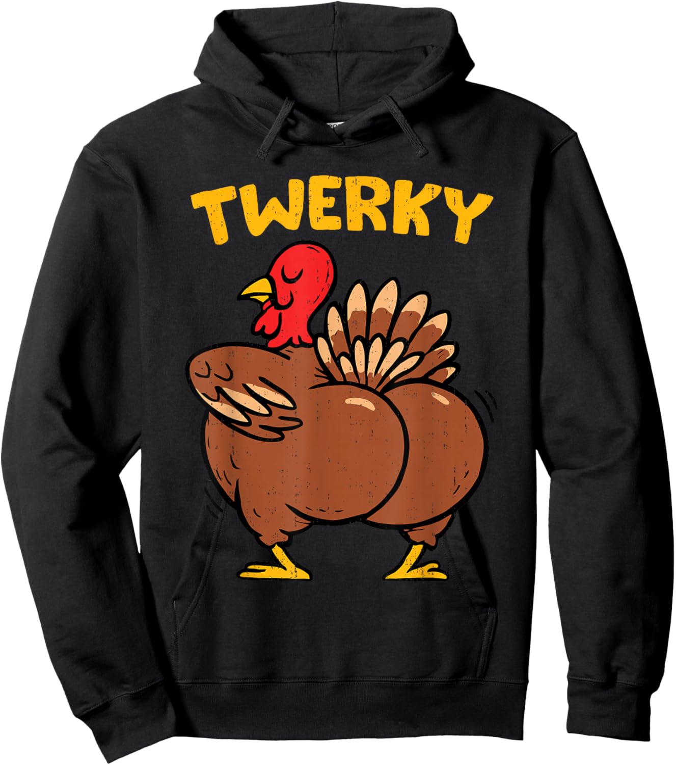 Twerky Turkey Butt Funny Thanksgiving Twerk Dance Pun Humor Hoodie - Hoodie | Black