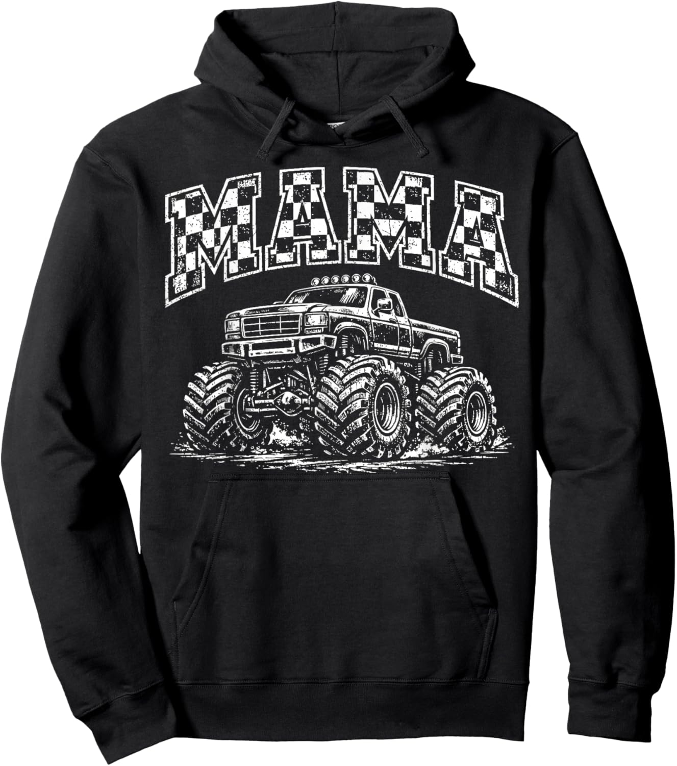 Mama Retro Monster Truck Family Crew Birthday Matching Hoodie - Hoodie | Black