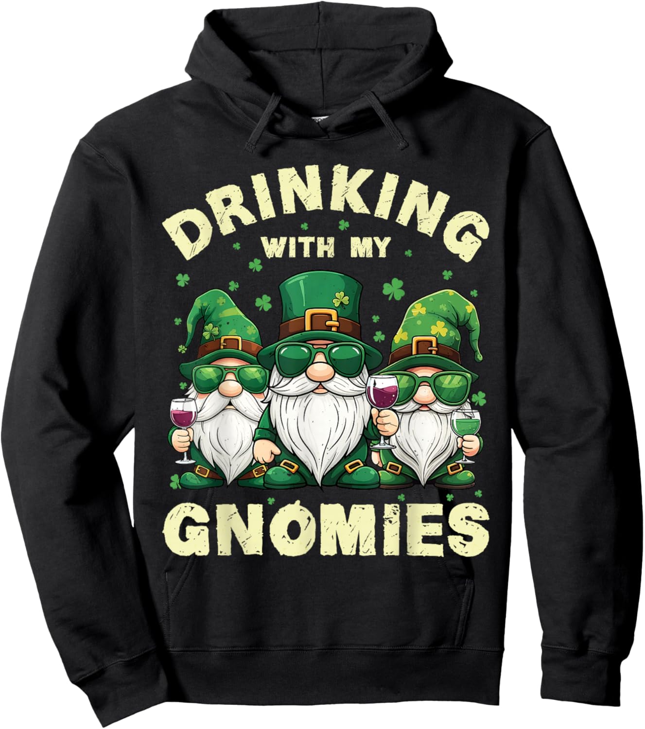 Drinking with My Gnomies St Patrick’s Day Women Hoodie - Hoodie | Black