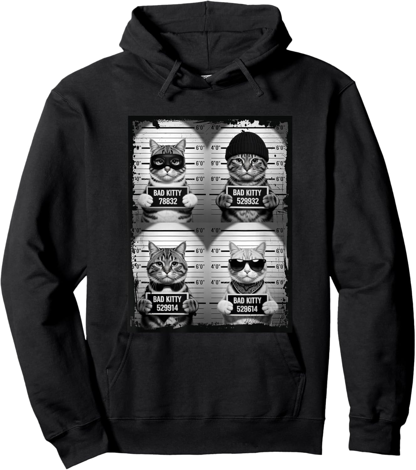 Funny Bad Cats Feline Mugshots Hoodie - Hoodie | Black